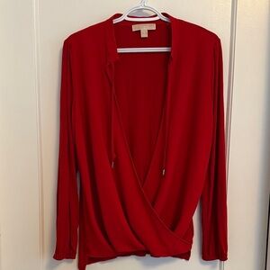 Michael Kors•Red Wrap Style Blouse•Size M